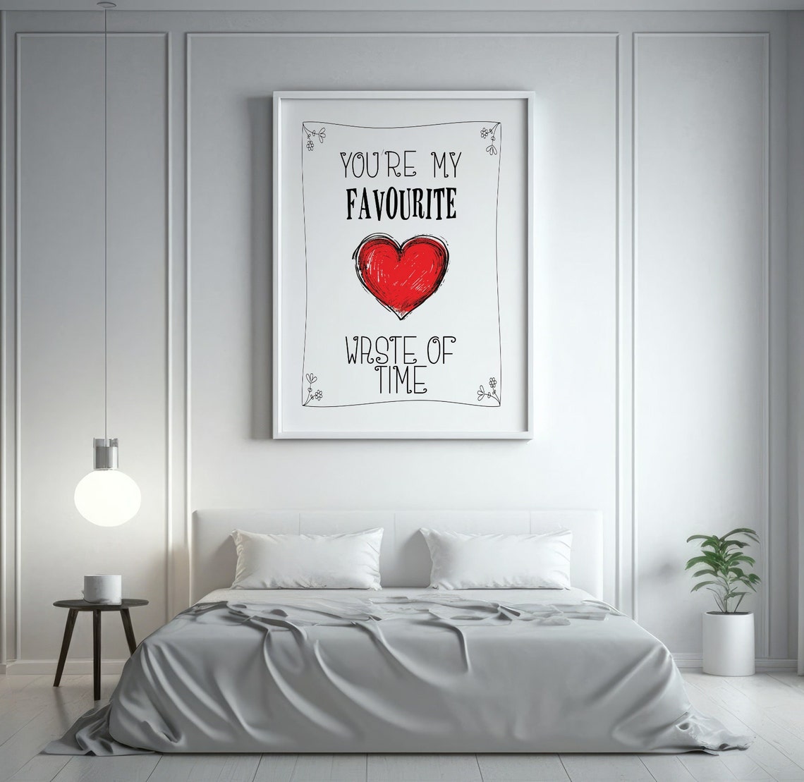 Favourite Waste Of Time Print Art Print Poster Teen Girl Room Decor Preppy Funky Wall Art Modern Bedroom Wall Art