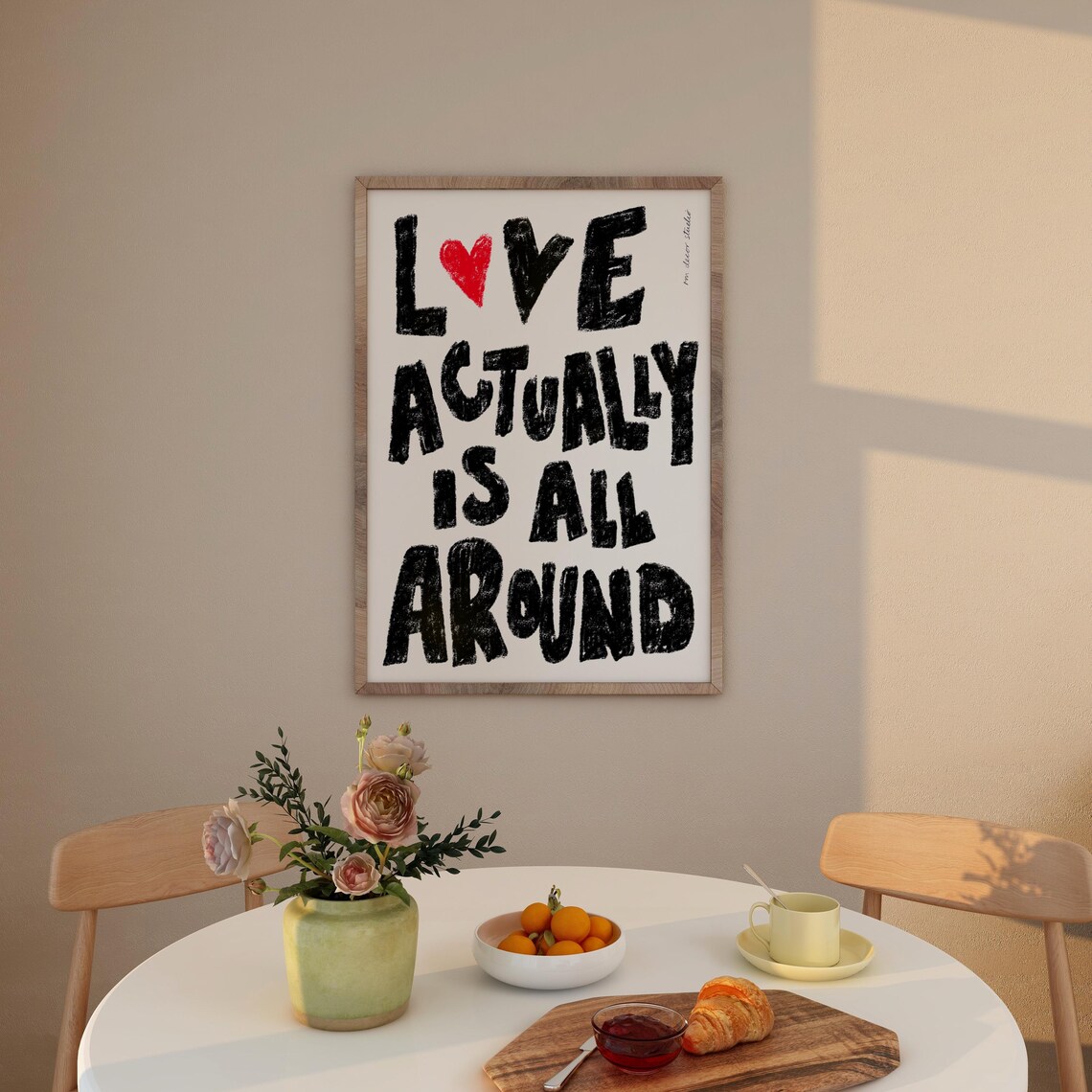 Love Actually Is All Around Retro Heart Art Print