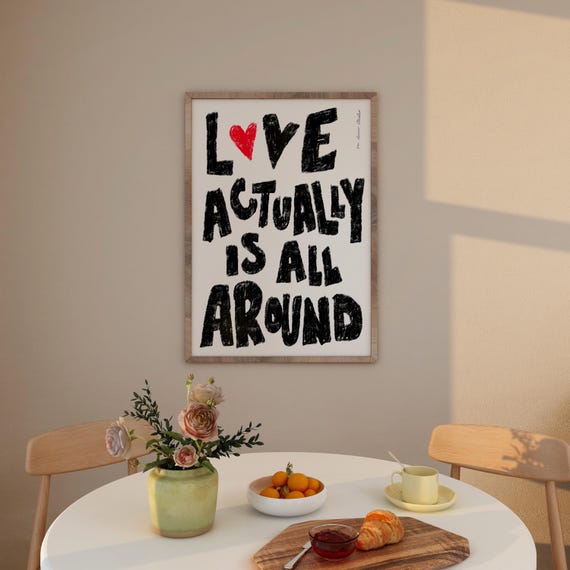 Love Actually Is All Around Retro Heart Art Print