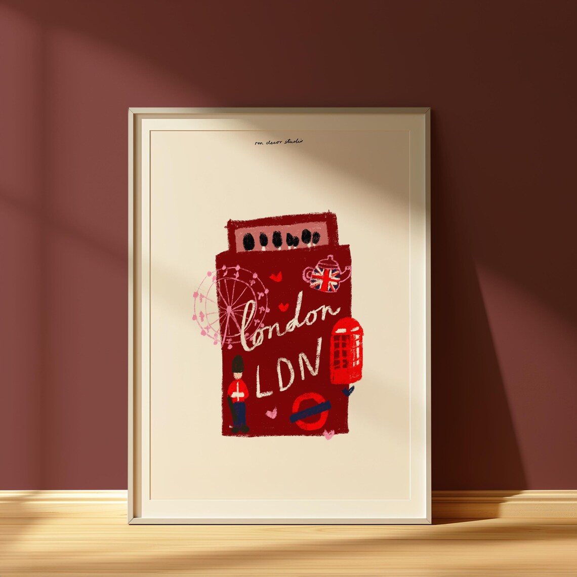 London Doodle Matchbox Vintage Retro Art Print