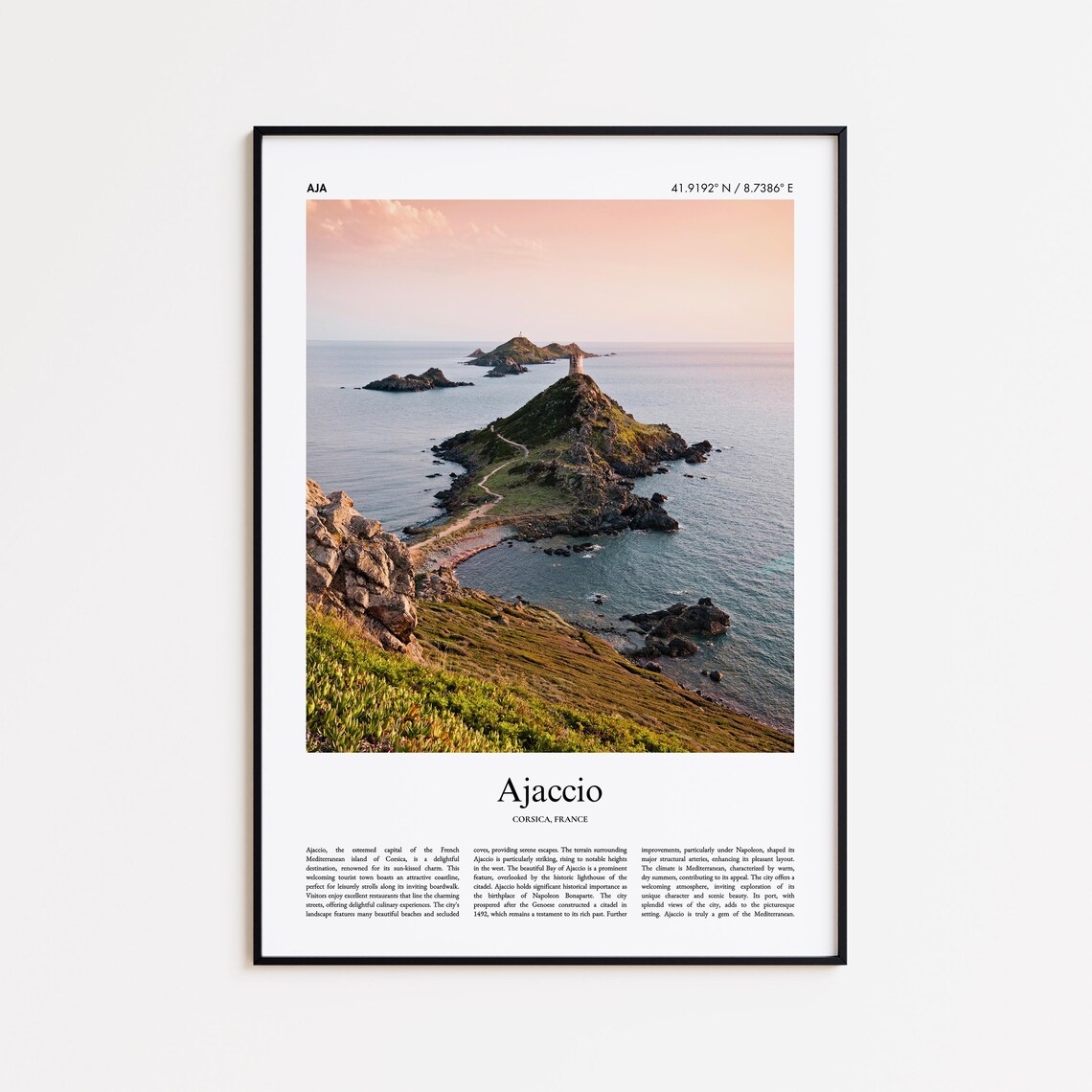 Ajaccio France Coastal Islands Pink Sunset Travel Photo Poster