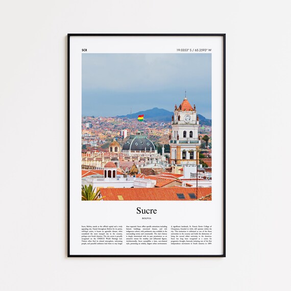 Sucre Color Print Real Photo Poster Travel Gift Bolivia Minimal City Wall Art