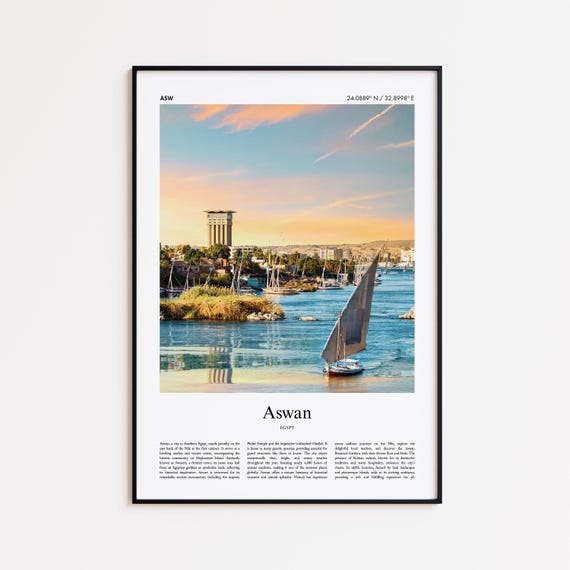 Aswan Color Print Real Photo Poster Travel Gift Egypt Minimal City Wall Art