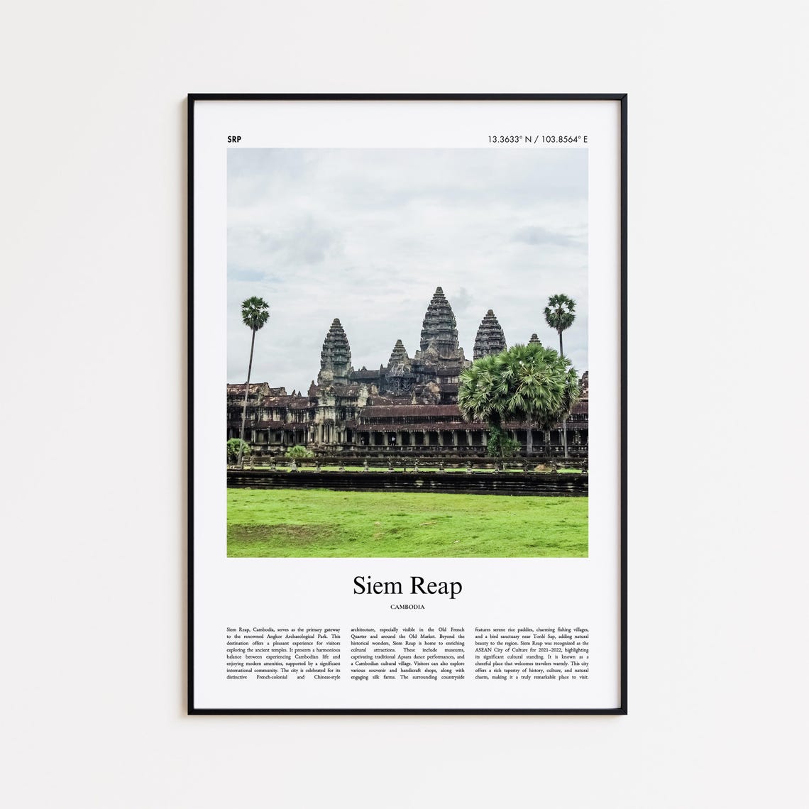 Siem Reap Cambodia Angkor Wat Temples Color Travel Photo Poster