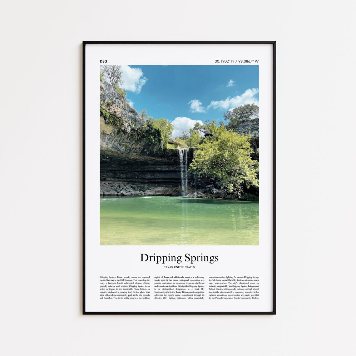 Dripping Springs Waterfall Hill Country Texas Nature Travel Poster
