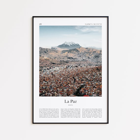 La Paz Color Print Real Photo Poster Travel Gift Bolivia Minimal City Wall Art