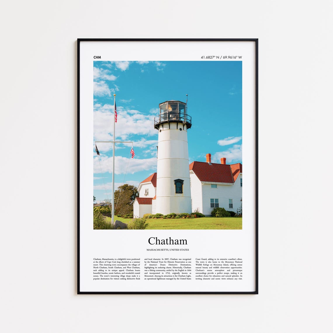 Chatham Massachusetts Lighthouse Cape Cod Coastal Town Travel Poster