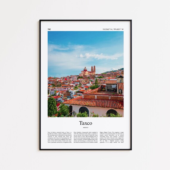 Taxco Color Print Real Photo Poster Travel Gift Mexico Minimal City Wall Art