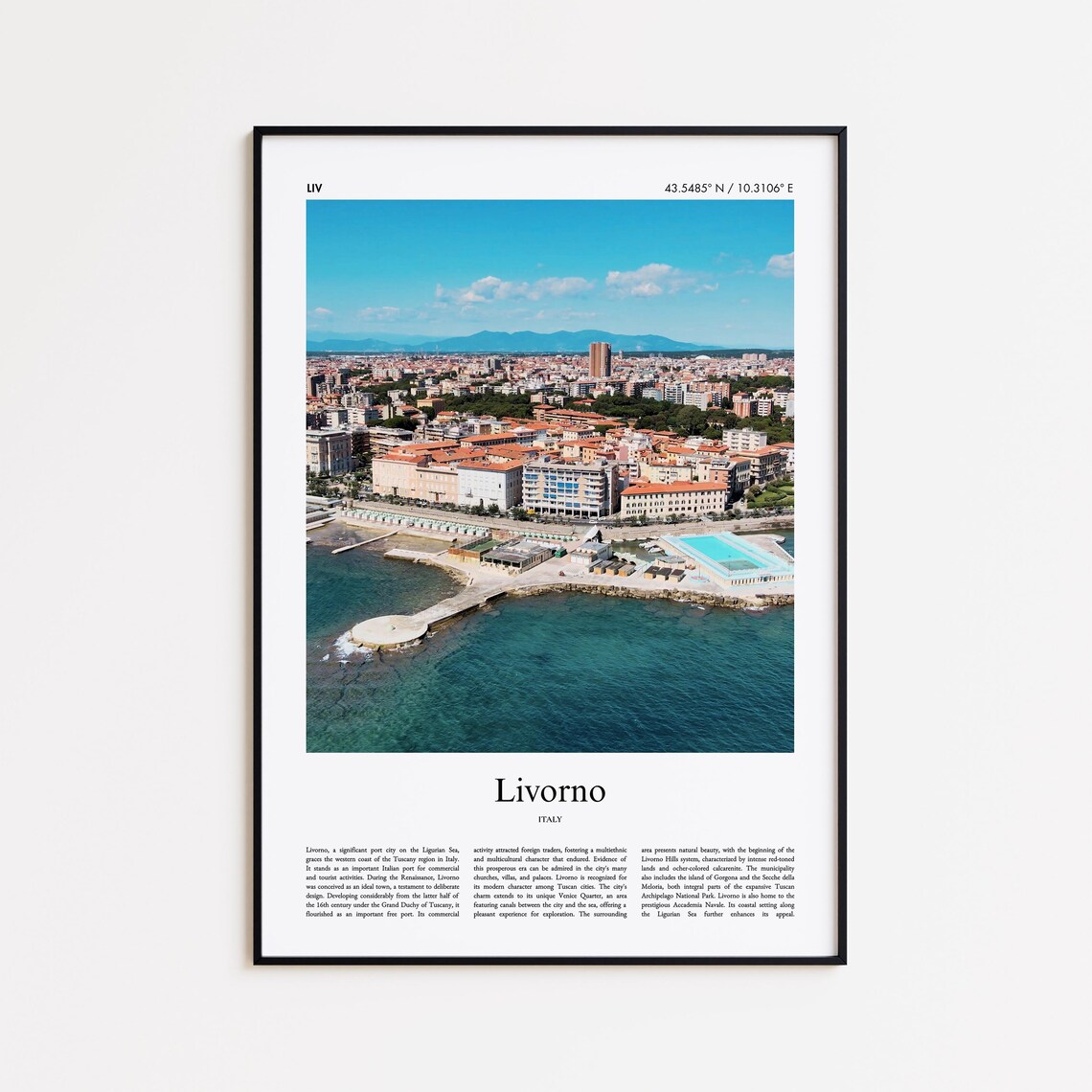 Livorno Italy Tuscany Coast Aerial Seafront Waterfront Photo Poster