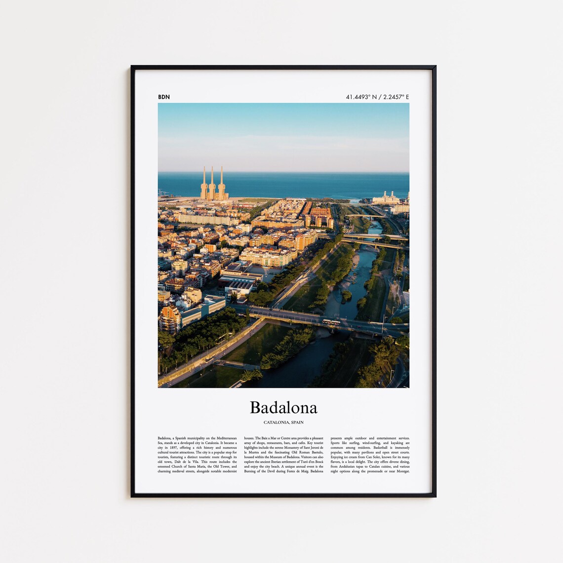 Badalona Coastline Aerial View Catalonia Spain Seaside Photo Poster