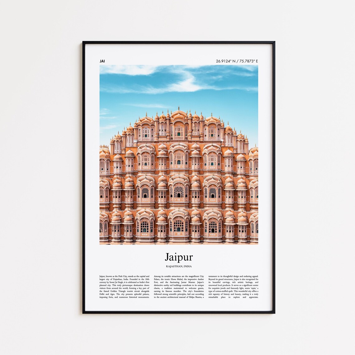 Jaipur India Hawa Mahal Pink Palace Facade Photo Travel Poster