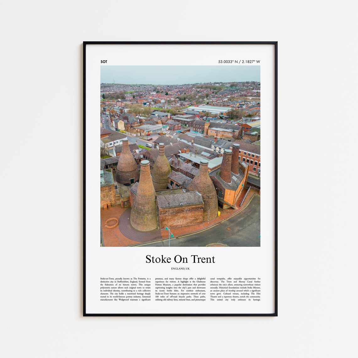 Stoke On Trent England Historic Pottery Kilns Aerial Photo Poster