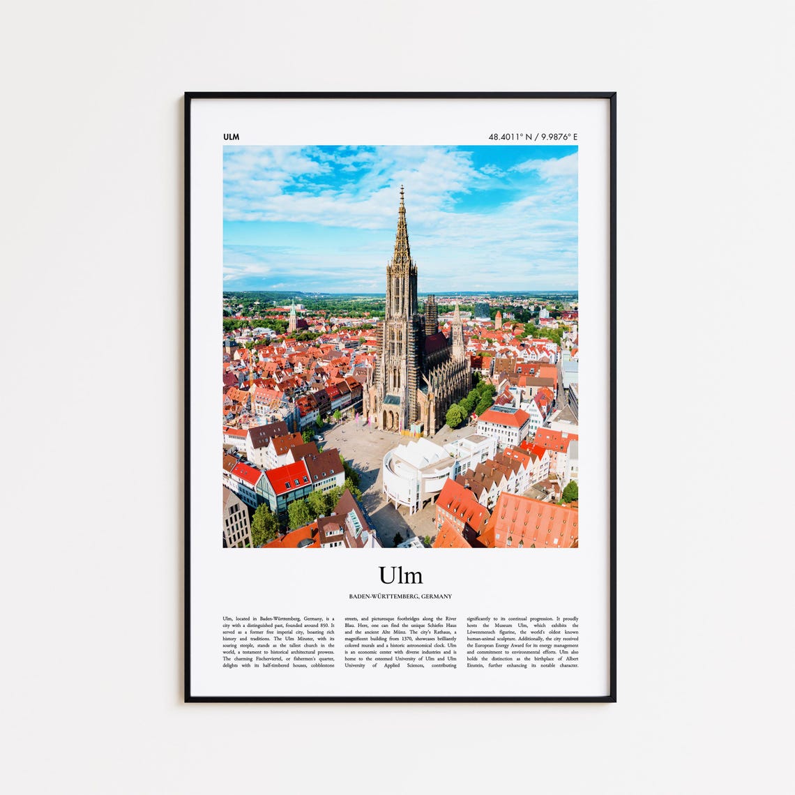 Ulm Germany Gothic Minster Aerial Historic Old Town View Poster