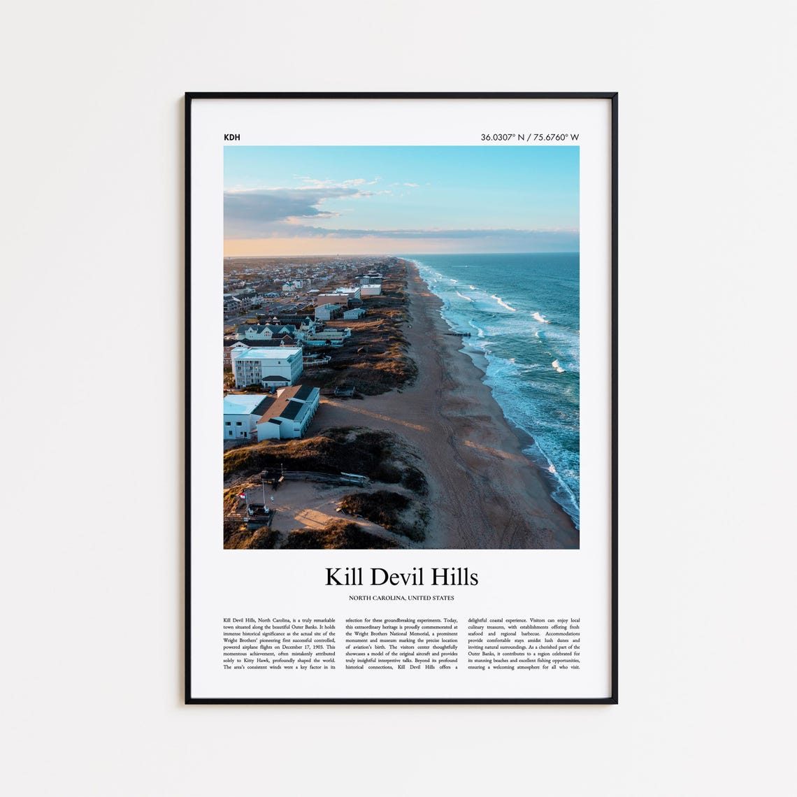 Kill Devil Hills North Carolina Beach Aerial Coast Photo Poster