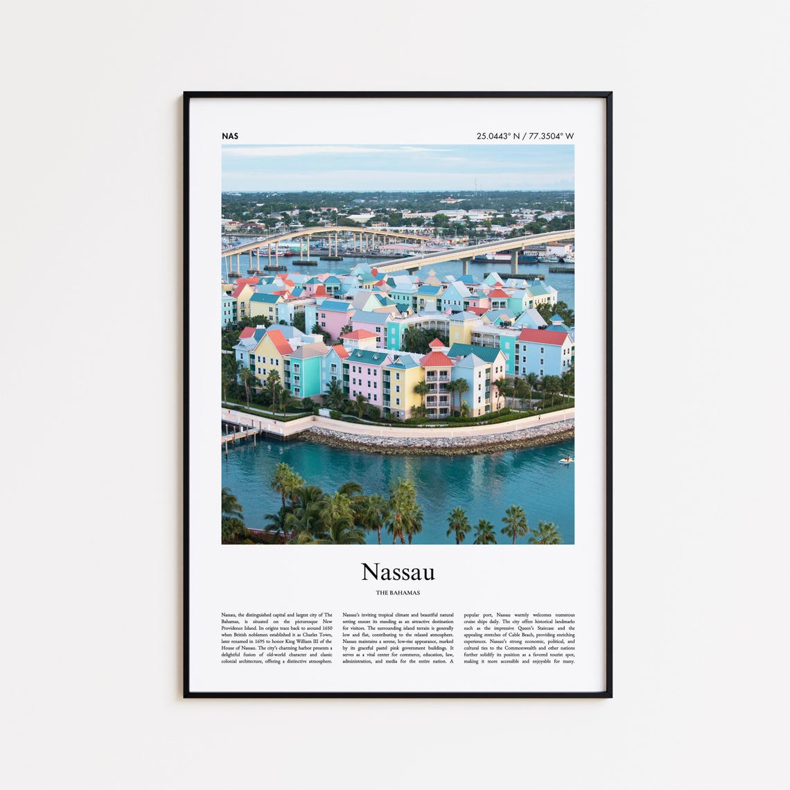 Nassau Bahamas Colorful Harbor Waterfront Photo Keepsake Poster