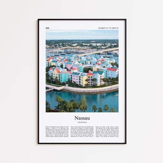 Nassau Color Print Real Photo Poster Travel Gift The Bahamas Minimal City Wall Art