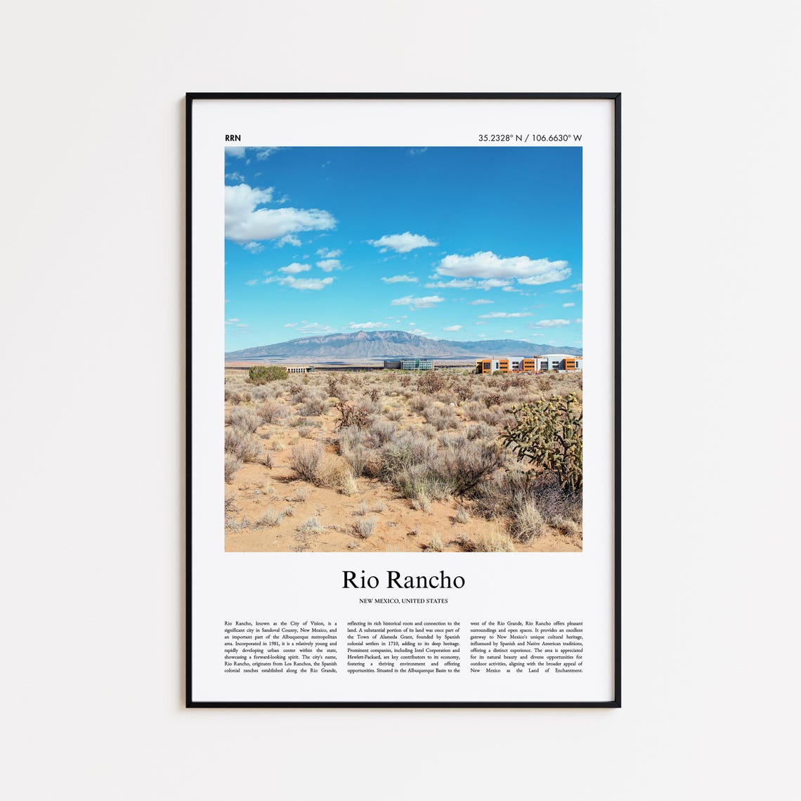 Rio Rancho New Mexico Desert Mountains Minimal Travel Photo Poster