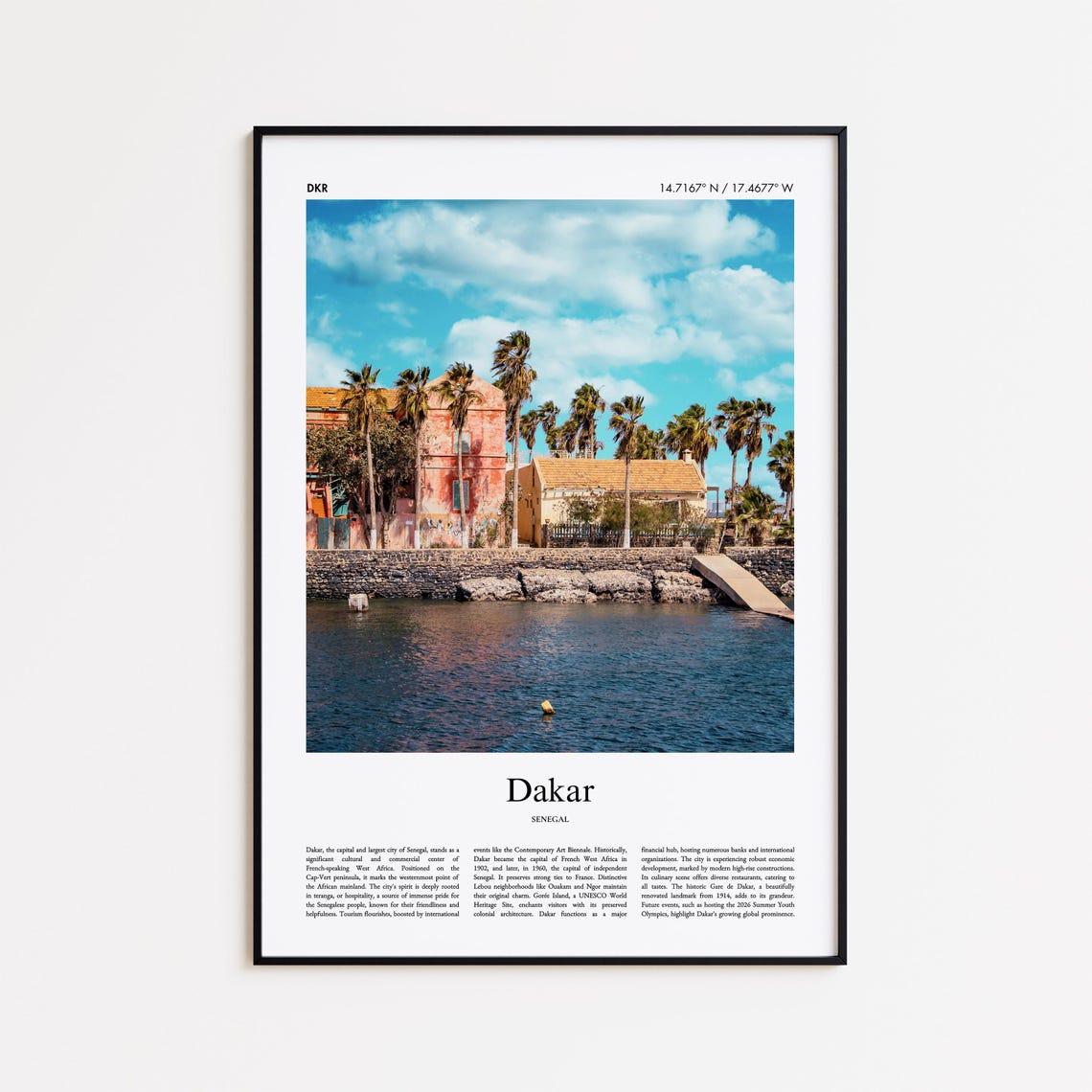 Dakar Senegal Historic Waterfront Palm Lined Shore Photo Poster