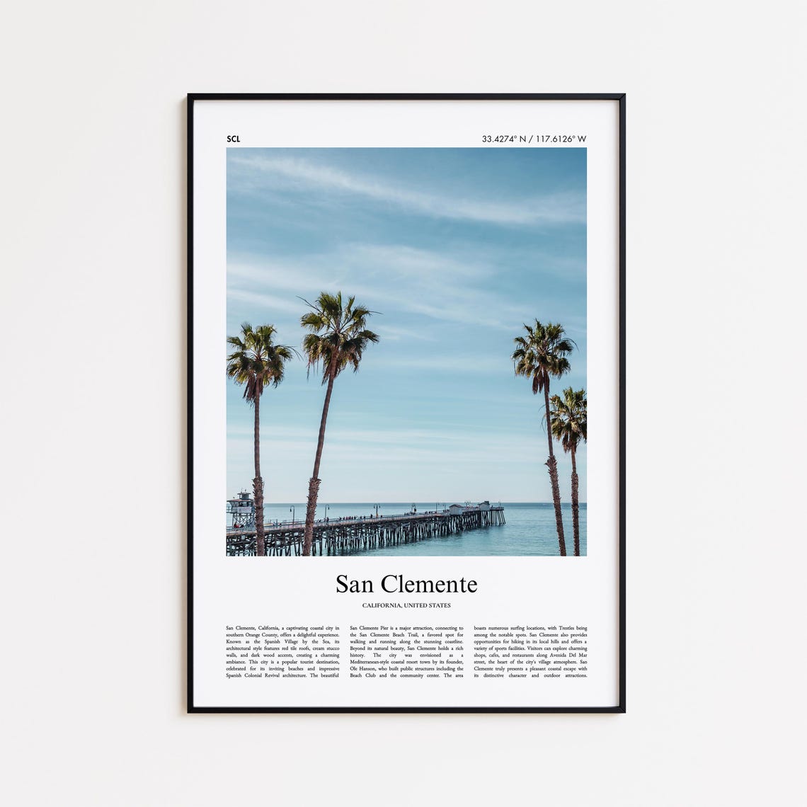 San Clemente California Historic Surf Pier Palms Photo Poster