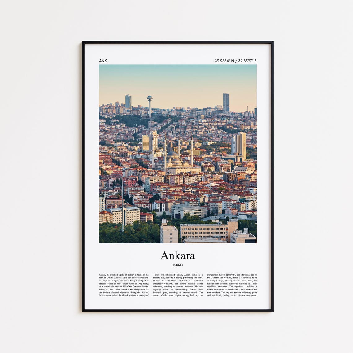 Ankara Turkey Capital City Skyline Sunset Cityscape Photo Poster