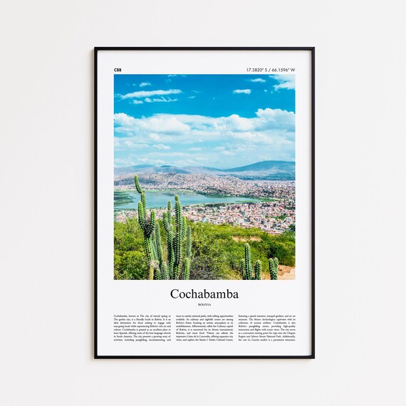 Cochabamba Color Print Real Photo Poster Travel Gift Bolivia Minimal City