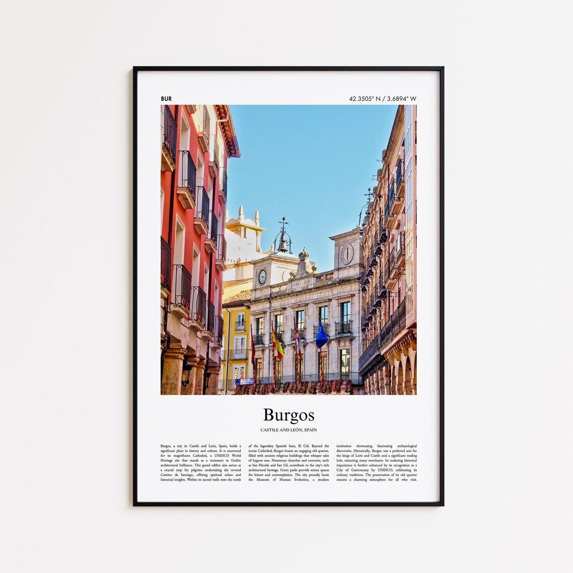 Burgos Spain Historic City Hall Plaza Street Travel Photo Poster