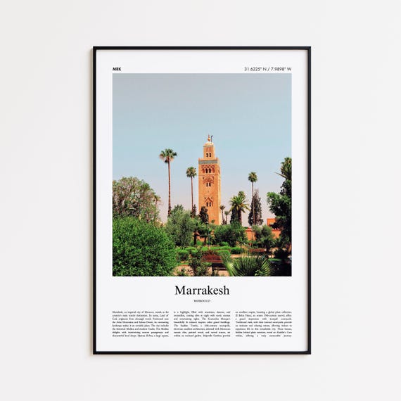 Marrakesh Color Print Real Photo Poster Travel Gift Morocco Minimal City Wall Art