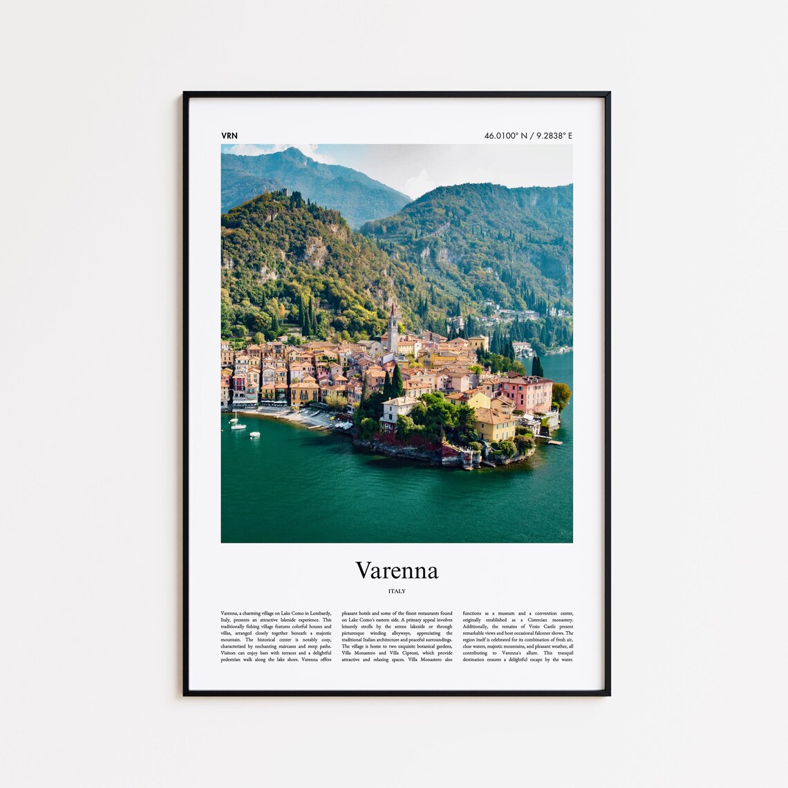 Varenna Italy Lake Como Colorful Village Travel Photo Poster