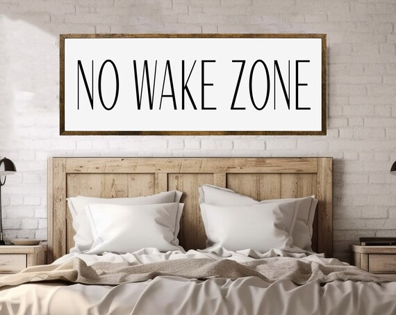 No Wake Zone Sign, Rustic Lake House Art Print
