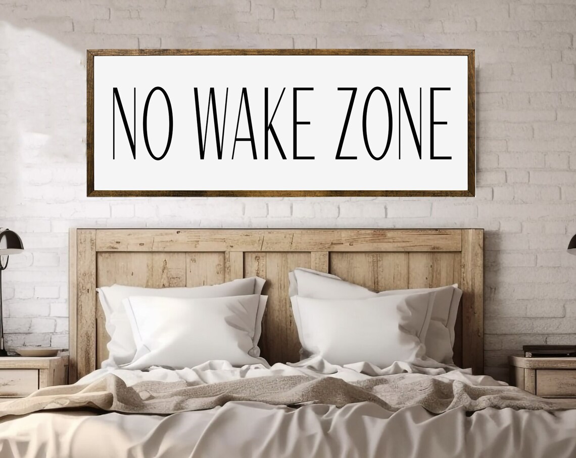 No Wake Zone Sign, Rustic Lake House Art Print