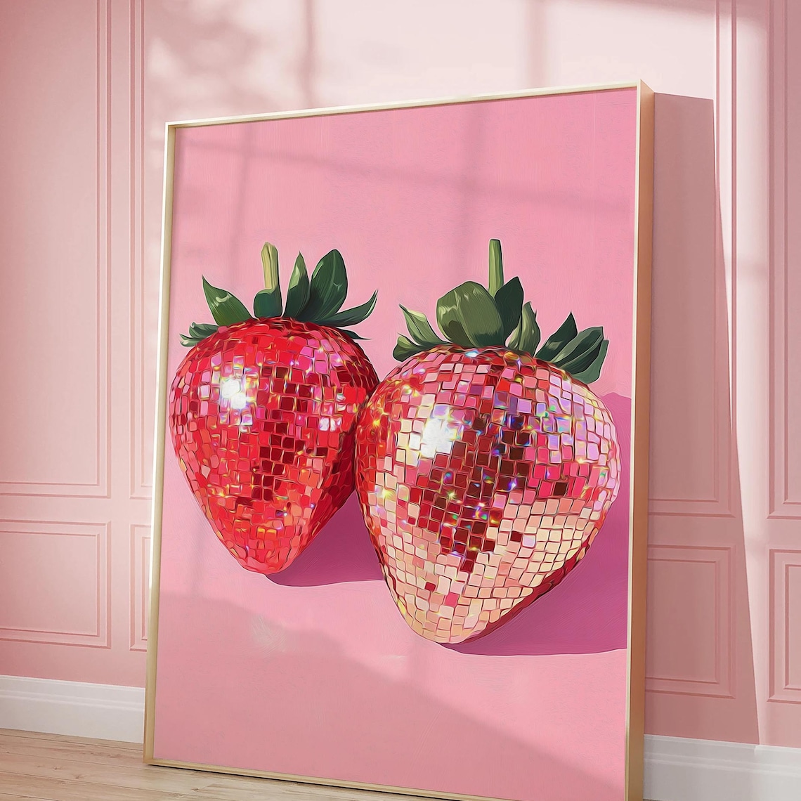 Disco Strawberry Poster, Retro Preppy Wall Art