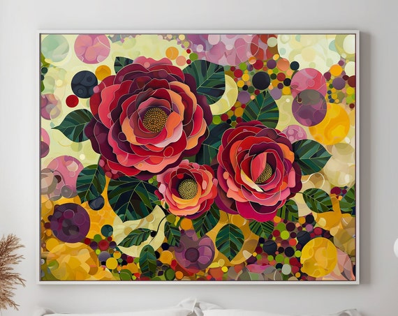 Abstract Roses Art Print Modern Floral Home Decor