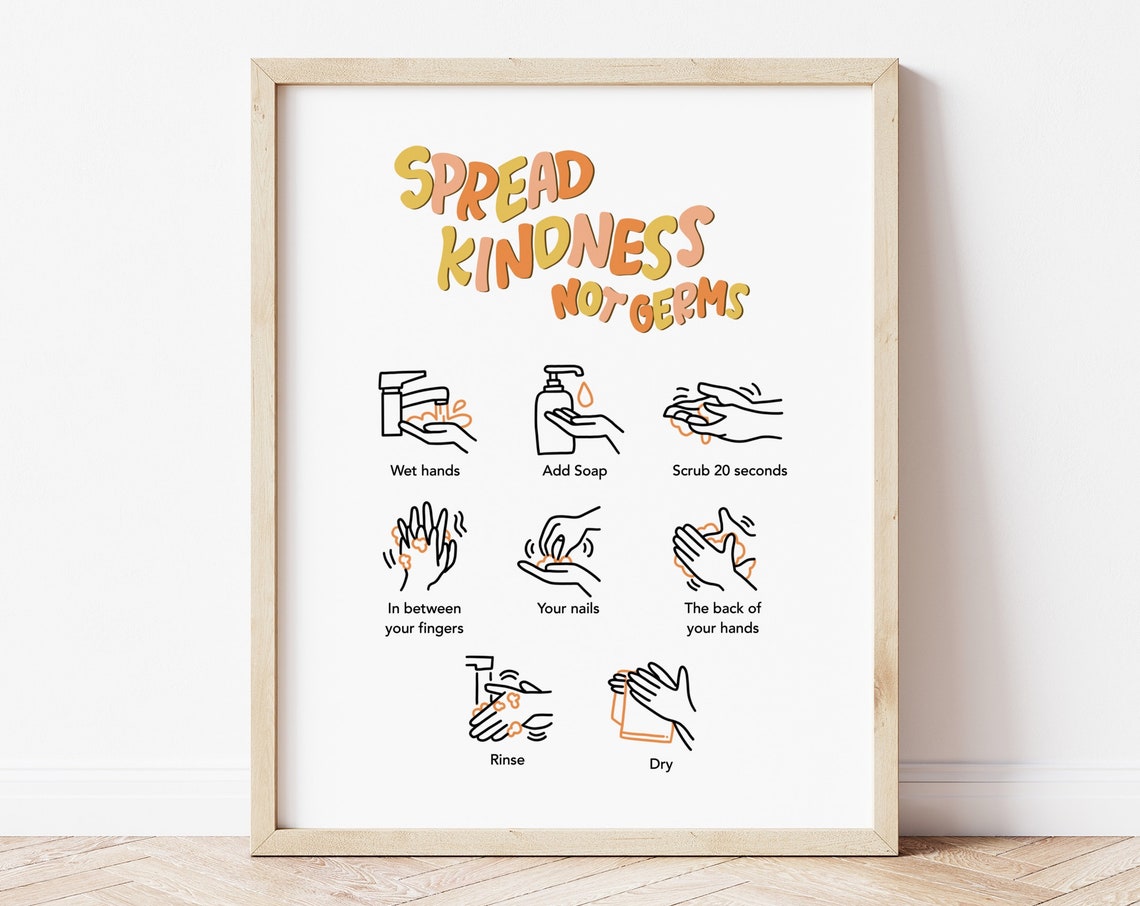 Spread Kindness Not Germs Hand Washing Poster