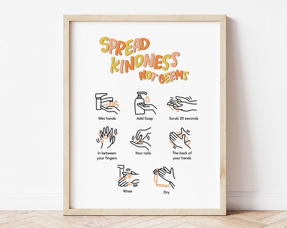 Spread Kindness Not Germs Hand Washing Poster