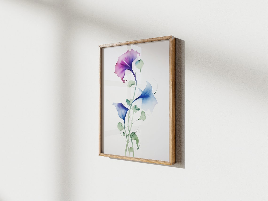 Morning Glory September Birth Flower Watercolor Art Print - Image 3
