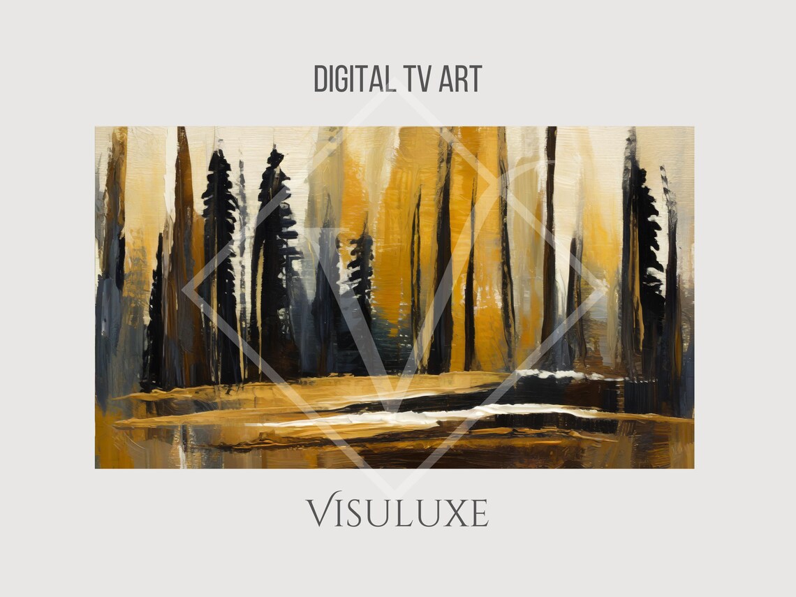 Dark Abstract Trees Painting Frame Tv Art Dark Abstract Trees Oil Painting Heavy Brushstrokes Abstract Tree Art Screensaver Tv 169 Ar - Image 4