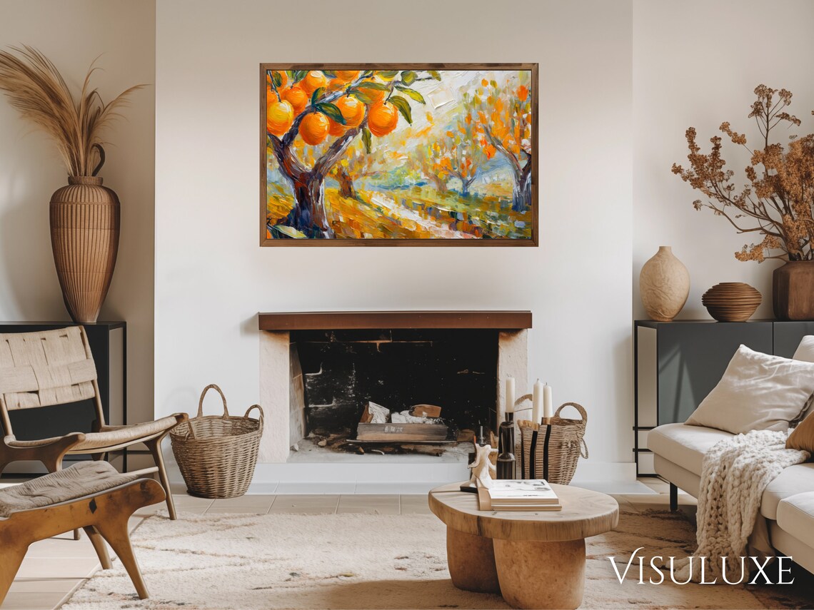 Orange Grove Oil Painting, Heavy Brushstrokes Art Print - Image 4