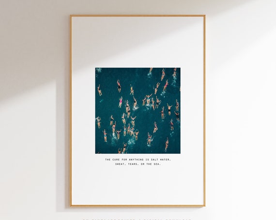 Swimmers in Ocean, Isak Dinesen Quote Art Print