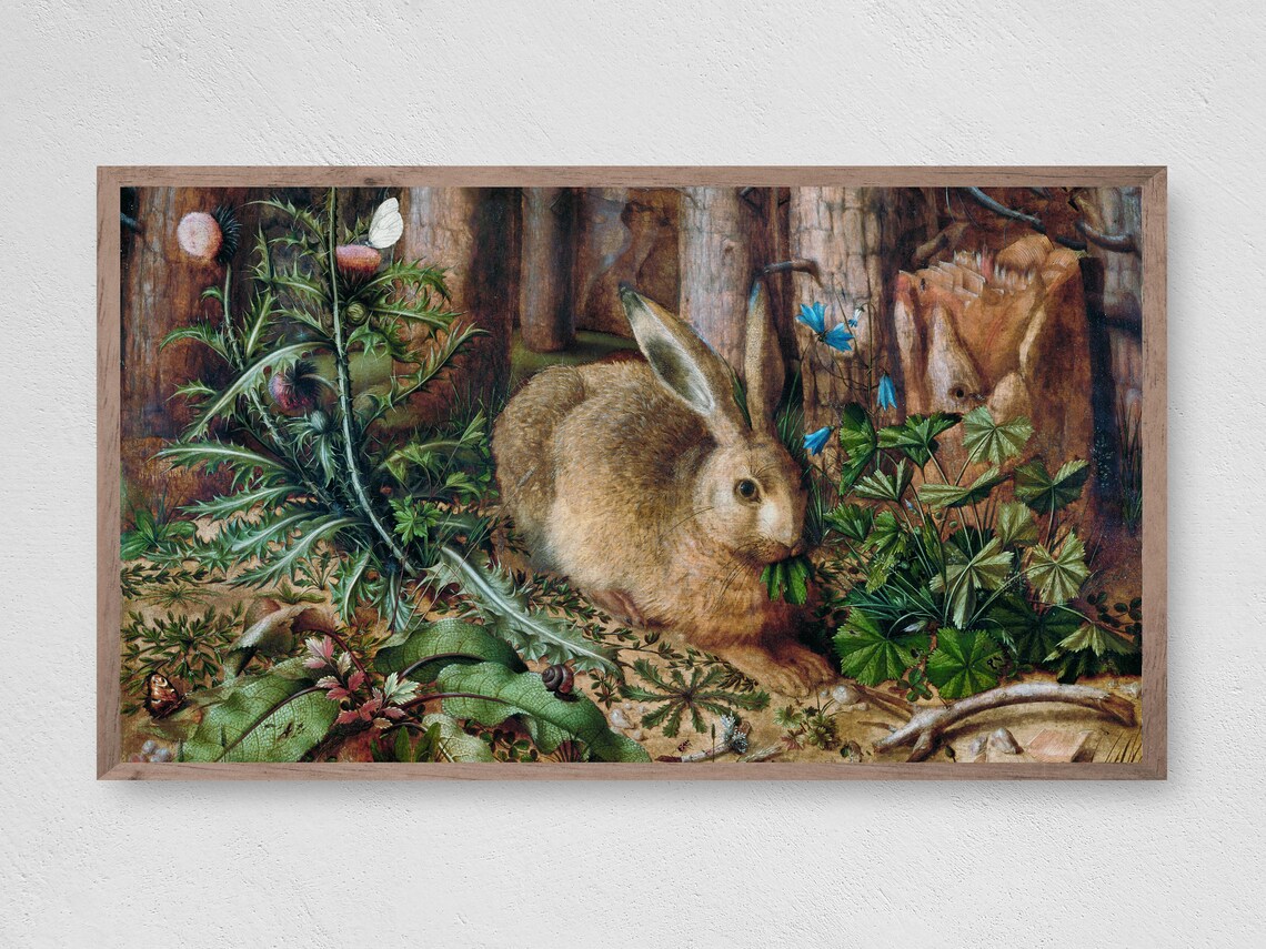 Easter Rabbits Forest Painting, Spring Art Print