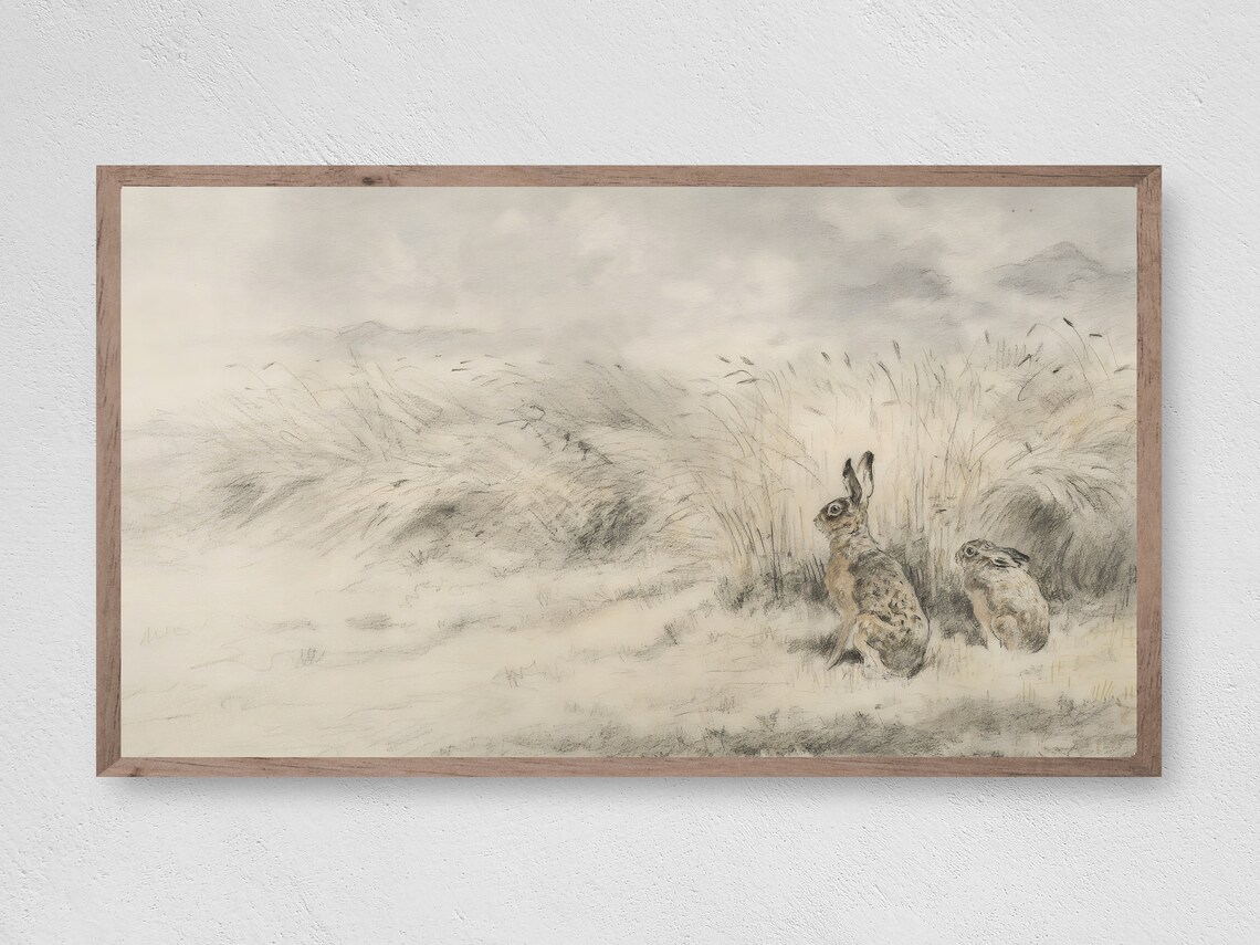 Vintage Rabbit Sketch, Easter Spring Art Print