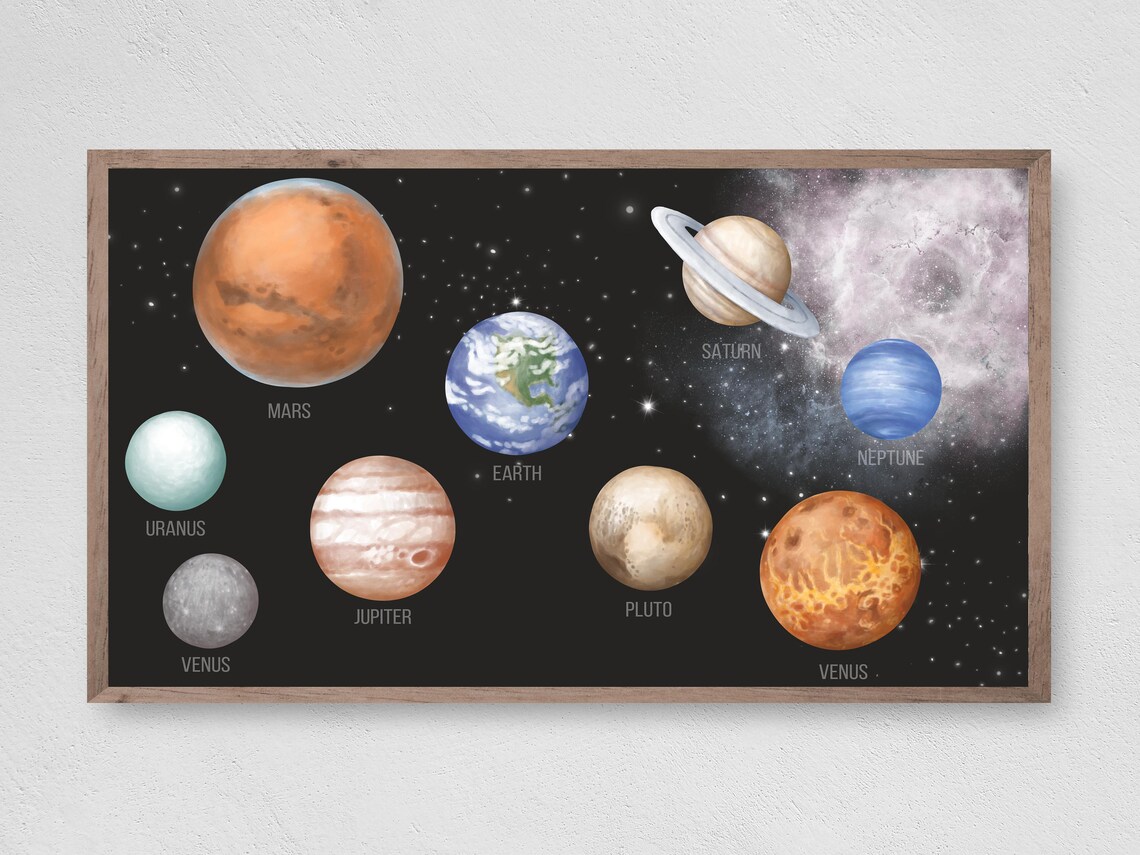 Kids Solar System Watercolor Art Print, Educational