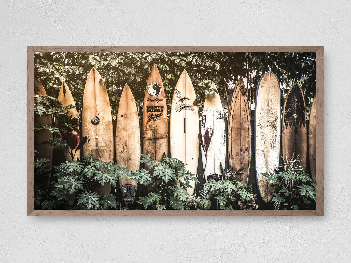 Surfboard Row Art Print, Ocean and Beach