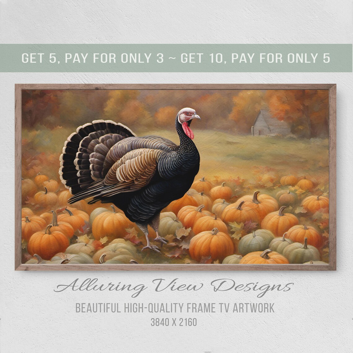 Thanksgiving Turkey Art Print, Instant TV Decor