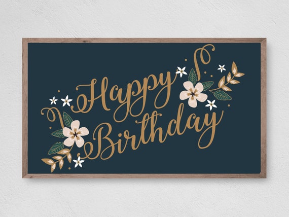 Happy Birthday Floral Art Print, Botanical Birthday