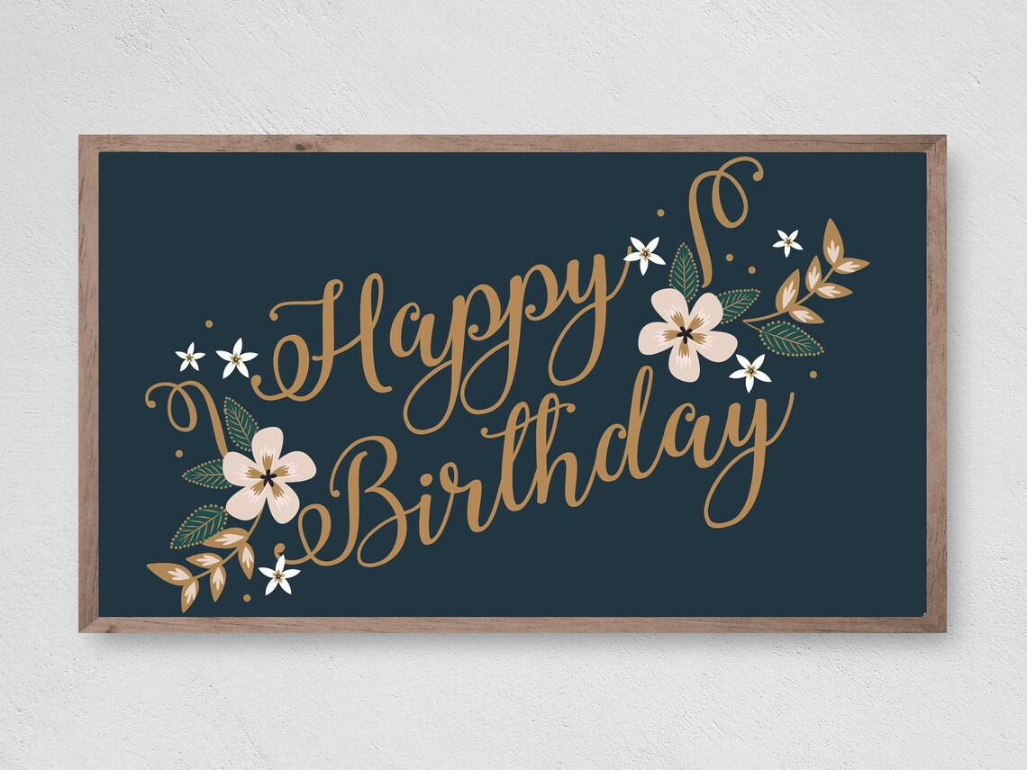 Happy Birthday Floral Art Print, Botanical Birthday