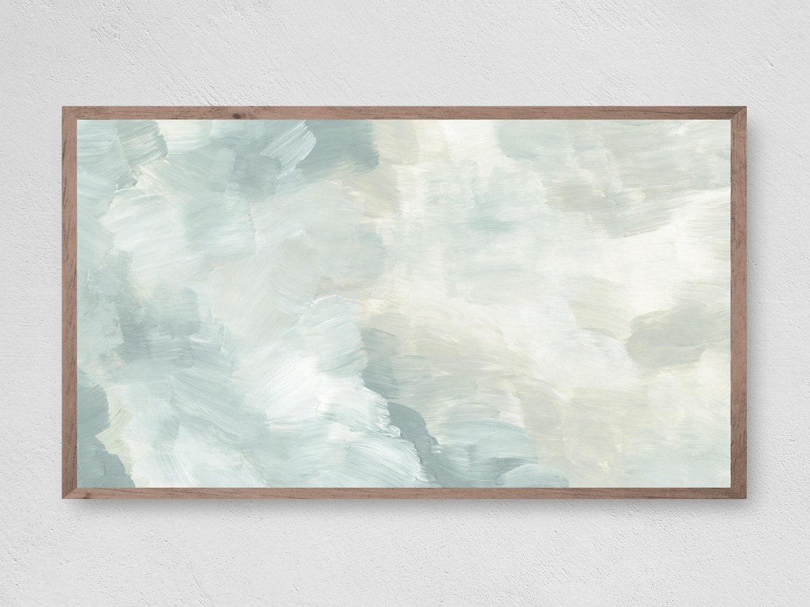 Abstract Mist Seafoam Green Cloud White Soft Coastal Modern Art Poster