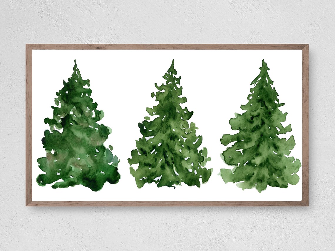 Christmas Three Christmas Trees Winter Wall Art Print