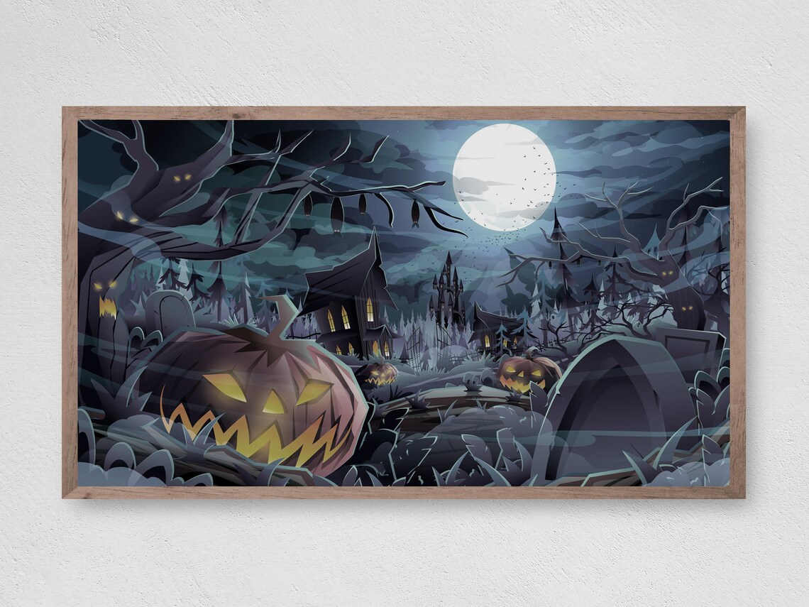 Halloween Fright Night Art Print, Frame TV Art