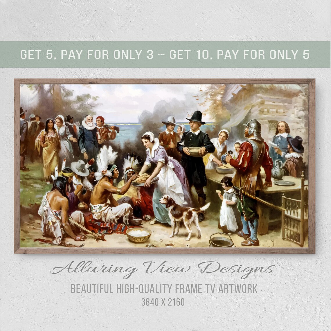 Thanksgiving Feast Painting, Thanksgiving Wall Art Print