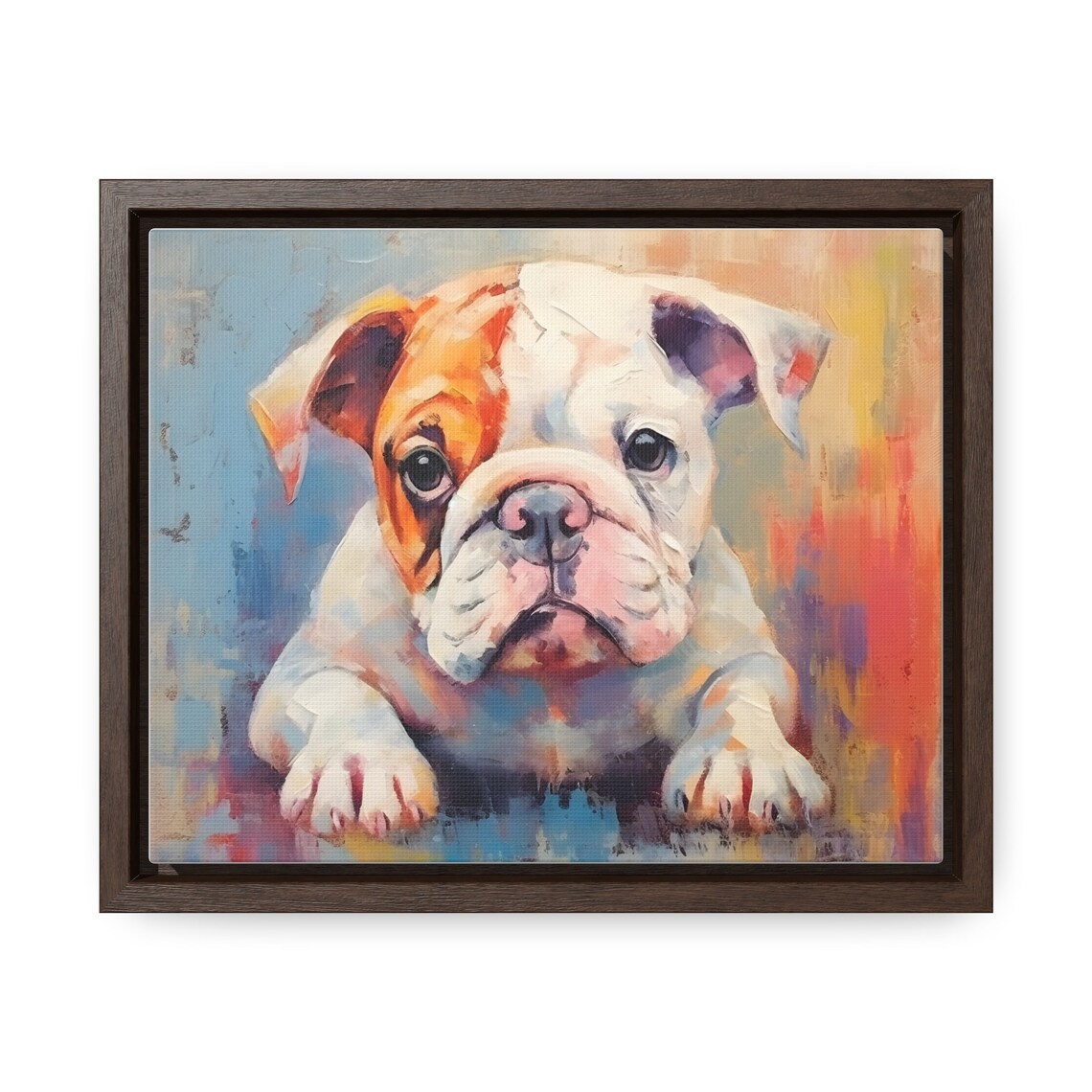 Cute Bulldog Puppy Portrait Colorful Oil Painting Dog Poster - Image 4